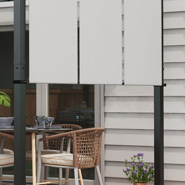 Outsunny Pergola s 3 Posuvnými Markýzami 3,5 x 3 x 2,35 m Černý Ocelový Rám Světle Šedá Markýza z Vysoce Hustého Polyesteru | Aosom