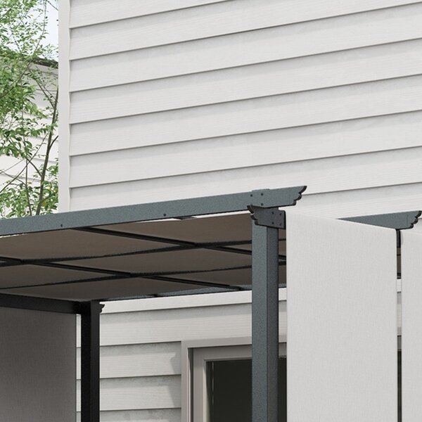 Outsunny Pergola s 3 Posuvnými Markýzami 3,5 x 3 x 2,35 m Černý Ocelový Rám Světle Šedá Markýza z Vysoce Hustého Polyesteru | Aosom