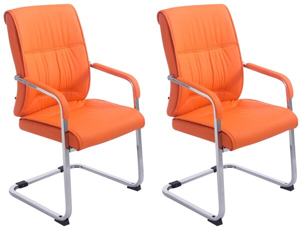 Konzolové kancelářské židle Otley - 2 ks - umělá kůže | oranžové