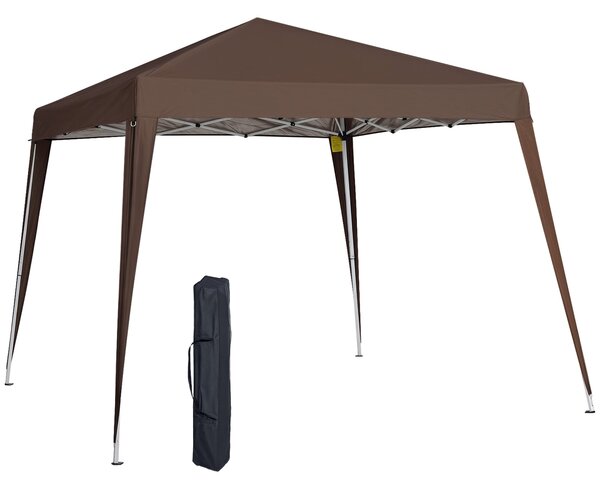 Outsunny 3x3m Zahradní Altán Skládací Stan Pop-up Ocelový Voděodolný Polyester Anti-UV s Hnědým Nosičem | Aosom