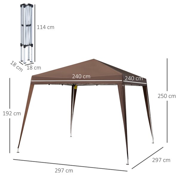 Outsunny 3x3m Zahradní Altán Skládací Stan Pop-up Ocelový Voděodolný Polyester Anti-UV s Hnědým Nosičem | Aosom