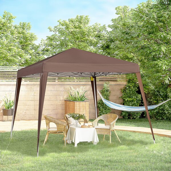 Outsunny 3x3m Zahradní Altán Skládací Stan Pop-up Ocelový Voděodolný Polyester Anti-UV s Hnědým Nosičem | Aosom