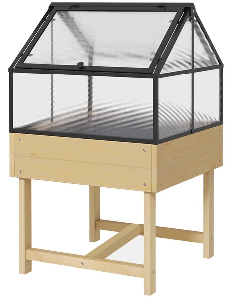 Outsunny Mini Skleník na Nohách - vyvýšený zahradní truhlík - rozměry 60D x 57Š x 103V cm - dvojitě otevíratelné polykarbonátové panely, ocel, ošetřen
