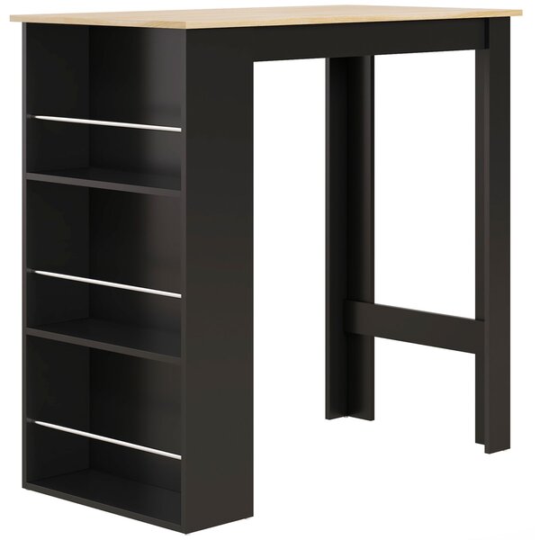HOMCOM Vysoký Barový Stolek - rozměry 112D x 57Š x 106V cm - 3 police - černý | Aosom