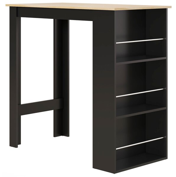 HOMCOM Vysoký Barový Stolek - rozměry 112D x 57Š x 106V cm - 3 police - černý | Aosom