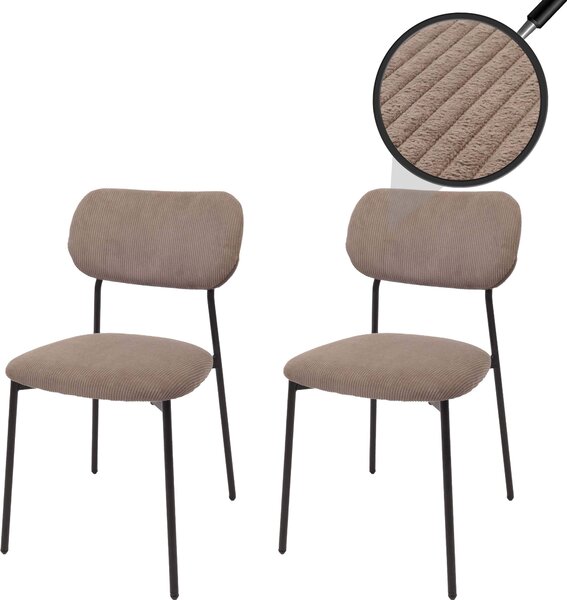 Sada 2 jídelních židlí HWC-O26, kuchyňská židle čalouněná židle, kord (330g/m²) látka/textilní kov taupe