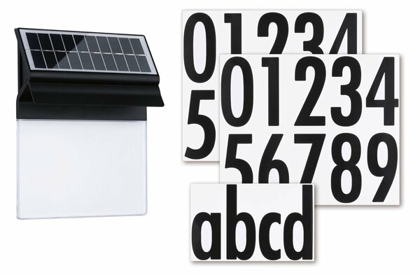 PAULMANN Solární LED domovní číslo a svítidlo Neda IP44 3000K černá
