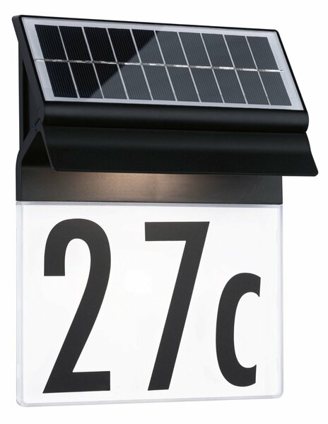 PAULMANN Solární LED domovní číslo a svítidlo Neda IP44 3000K černá