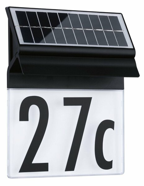 PAULMANN Solární LED domovní číslo a svítidlo Neda IP44 3000K černá