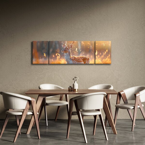 Obraz - Jelen v poli (170x50 cm)