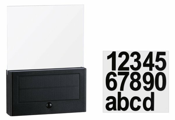 PAULMANN Solární LED domovní číslo a svítidlo Neda pohybové čidlo IP44 3000K antracit