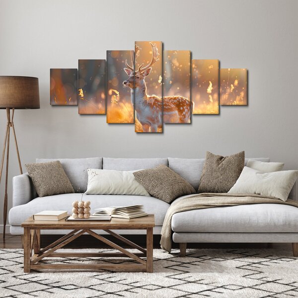 Obraz - Jelen v poli (210x100 cm)