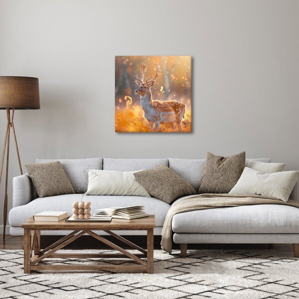 Obraz - Jelen v poli (30x30 cm)