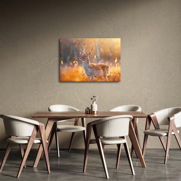 Obraz - Jelen v poli (70x50 cm)