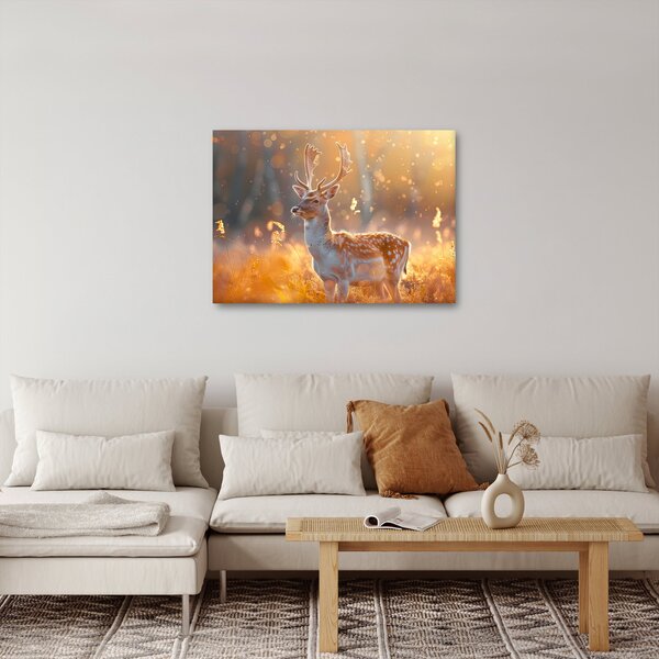 Obraz - Jelen v poli (70x50 cm)