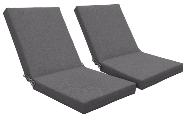 Outsunny Sada 2 venkovních polštářů na židle s opěrkou, 8 cm polstrování, rozměr 112D x 51Š cm, tmavě šedá | Aosom