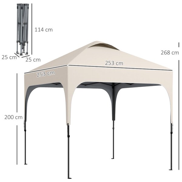 Zahradní altán Outsunny 2,5 x 2,5 m skládací pop-up střecha s nastavitelnou výškou 4 úrovně UV50+ Oxfordská látka, ocelový rám, taška na přenášení sou