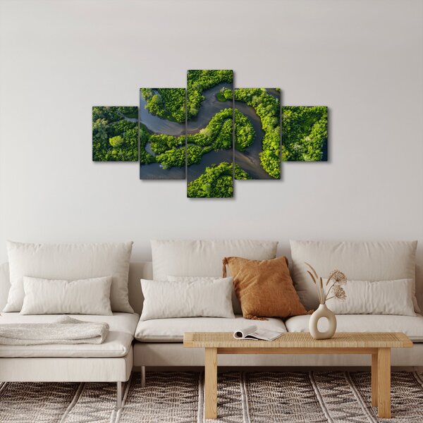 Obraz - Lesní krajina s řekou (125x70 cm)