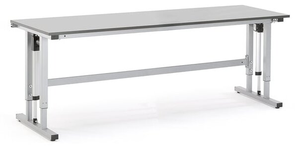 AJ Produkty Výškově nastavitelný pracovní stůl MOTION, elektrický, 300 kg, 2500x800 mm, šedá