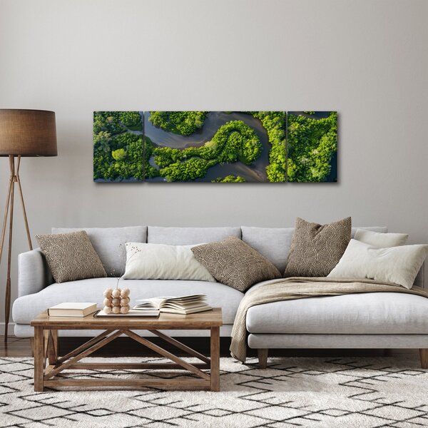 Obraz - Lesní krajina s řekou (170x50 cm)