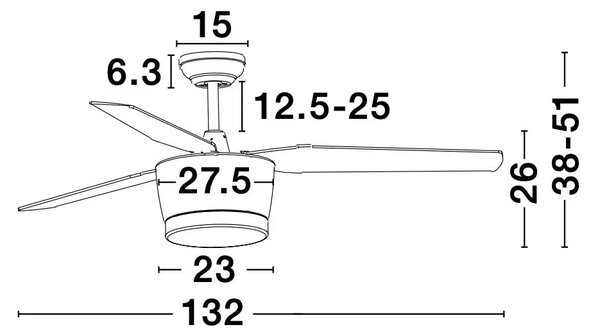 Stropní ventilátor Monsoon 13.2 bílé s dálkovým ovládáním – Bílá