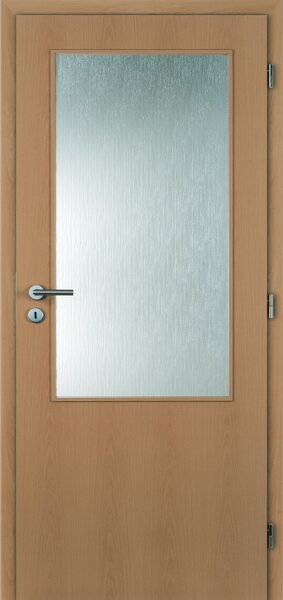 Interiérové dveře Doornite 2/3 sklo - fólie buk, sklo kůra čirá, pravé "60", zámek pro BB, voština