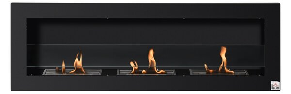 HOMCOM Nástěnný bioetanolový krb s 3 hořáky, celkem 3 L, přibližně 3 hodiny doby hoření, rozměry 120L x 15W x 40H cm, černá nerezová ocel | Aosom