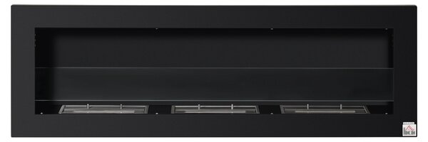 HOMCOM Nástěnný bioetanolový krb s 3 hořáky, celkem 3 L, přibližně 3 hodiny doby hoření, rozměry 120L x 15W x 40H cm, černá nerezová ocel | Aosom