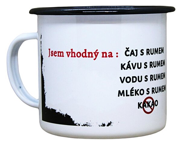 Smaltovaný hrnek plecháček s potiskem jsem vhodný, 330 ml