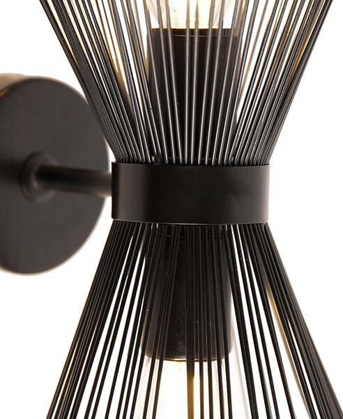 Art Deco nástěnná lampa černá 2-světlo - Broom