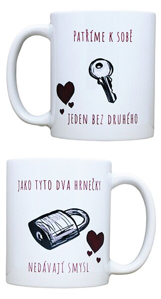 Super plecháček Keramický hrnek s potiskem pro zamilované DUO101 2 kusy Objem a motiv: 200 ml bílý uvnitř