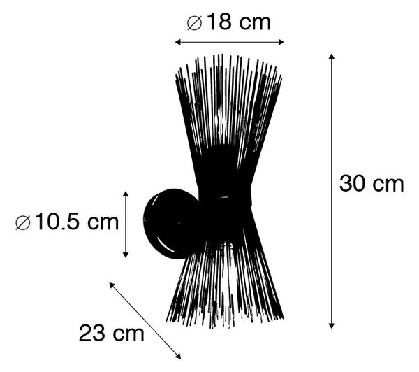 Art Deco nástěnná lampa černá 2-světlo - Broom