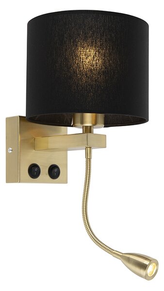 Art Deco nástěnná lampa zlatá s černým stínítkem - Brescia