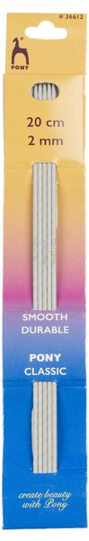 BELLATEX Jehlice ponožkové - 5ks/sada Stříbrná 2 mm / 20 cm délka