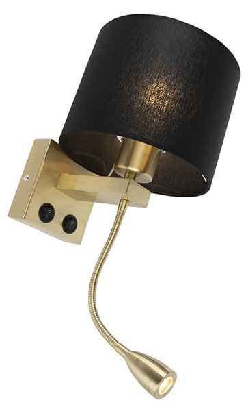 Art Deco nástěnná lampa zlatá s černým stínítkem - Brescia
