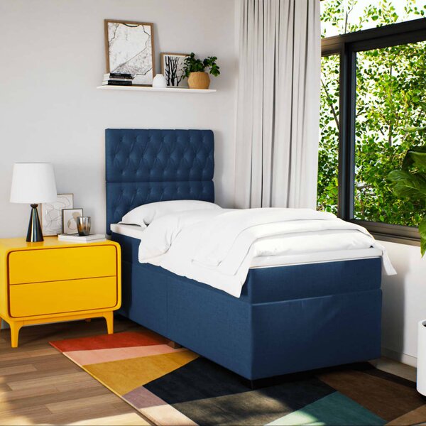 Box spring postel s matrací modrá 80x200 cm textil 3290328