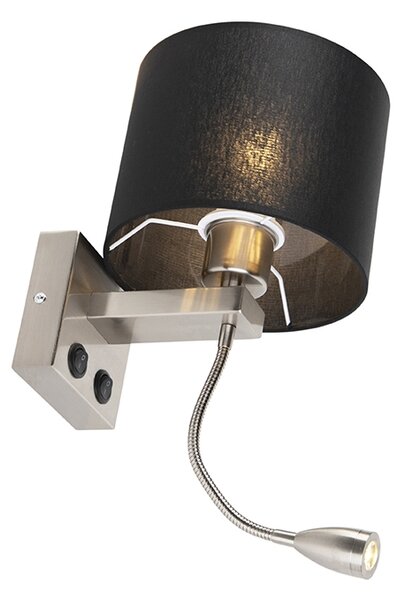 Moderní nástěnná lampa ocelová s černým stínítkem - Brescia