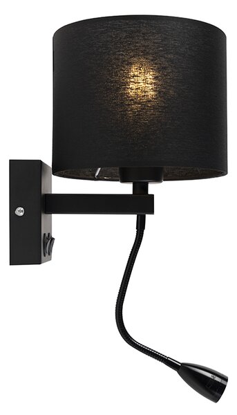 Moderní nástěnná lampa černá s černým stínítkem - Brescia