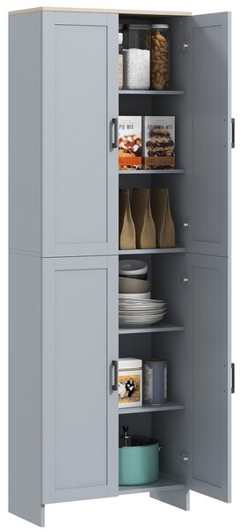 HOMCOM Kuchyňská Skříň Vysoká Komoda Buffet Úložná Skříň Moderní Styl S Víceúložným Prostorem a 4 Dveřmi a Nastavitelnými Policemi, 60 x 30 x 170,5 cm