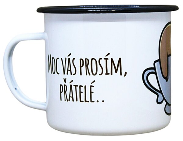 Smaltovaný hrnek plecháček s potiskem lenochod, 330 ml