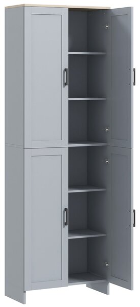 HOMCOM Kuchyňská Skříň Vysoká Komoda Buffet Úložná Skříň Moderní Styl S Víceúložným Prostorem a 4 Dveřmi a Nastavitelnými Policemi, 60 x 30 x 170,5 cm