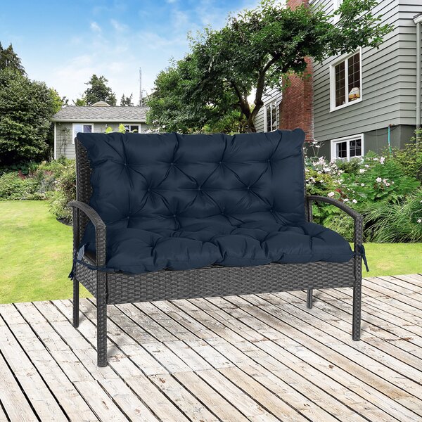 Outsunny Zahradní Houpací Lavice S Polštářem Matrace 2-Místná Vysoký Komfort 100x98x8cm Tmavě Modrá | Aosom