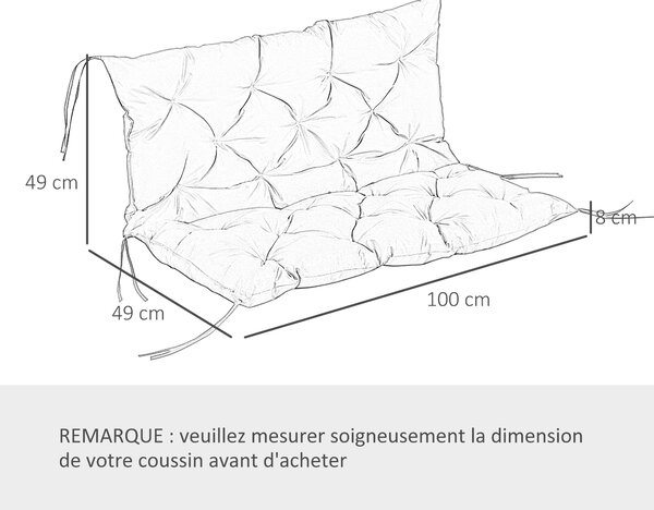 Outsunny Zahradní Houpací Lavice S Polštářem Matrace 2-Místná Vysoký Komfort 100x98x8cm Tmavě Modrá | Aosom