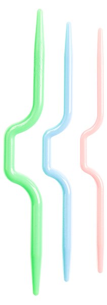 BELLATEX Jehlice pomocné pletací Modrá 11 cm délka - prohnuté