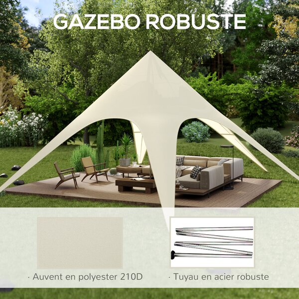 Outsunny XXL Zahradní Hvězdný Stan - Pršiplášť, Slunečník Camping Plátno 10 x 10 x 4 m Vysoká Hustota 210D Vodotěsný Bežová | Aosom