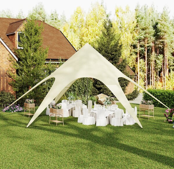 Outsunny XXL Zahradní Hvězdný Stan - Pršiplášť, Slunečník Camping Plátno 10 x 10 x 4 m Vysoká Hustota 210D Vodotěsný Bežová | Aosom