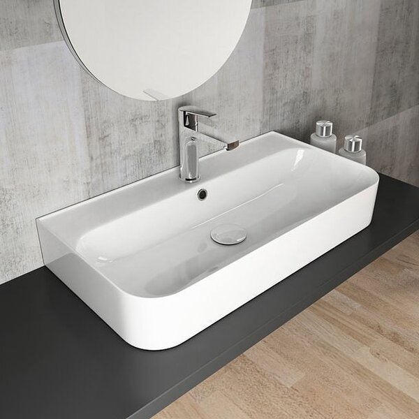 Isvea Sistema umyvadlo 70x38 cm obdélníkový klasický-na pult bílá lesk 10PL53070