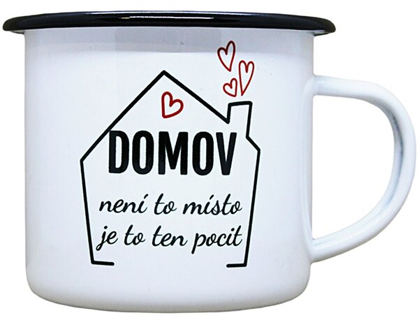 Smaltovaný hrnek plecháček s potiskem domov Objem: 330 ml