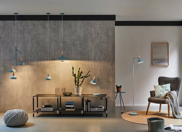 Paulmann stolní lampa Neordic Juna 1-ramenné světlezelená/měď/dřevo 796.51 P 79651