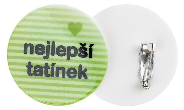 BELLATEX Placka "NEJLEPŠÍ TATÍNEK" Bílá, Zelená, Černá průměr 35 mm